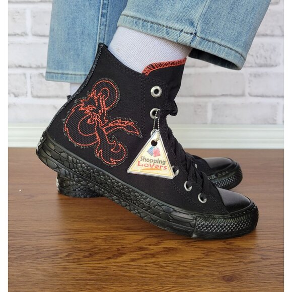 ⭐Converse x Dungeons & Dragons Chuck Taylor All Star Black Red Womens 8 A09886C - Picture 2 of 12